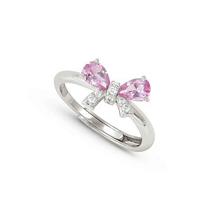 Shine Me Up Anello, Fiocco, CZ bianco / rosa, One Size: 11 - 17