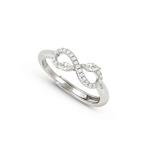 Shine Me Up Bague, Infinity, ZC blanc, One Size: 11 - 17