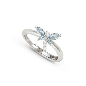 Shine Me Up Bague, Libellule, ZC blanc / bleu ciel, One Size: 11 - 17