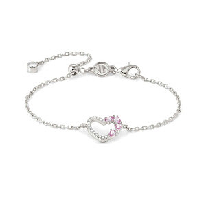 Shine Me Up Armband, Herz, CZ weiss / rosa, 18 cm