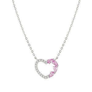 Shine Me Up Collier, Cœur, ZC blanc / rose, 44 cm