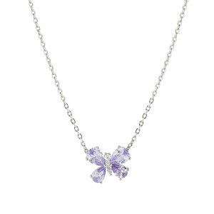 Shine Me Up Collana, Farfalla, CZ bianco / viola, 44 cm