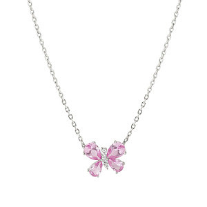 Shine Me Up Collana, Farfalla, CZ bianco / rosa, 44 cm