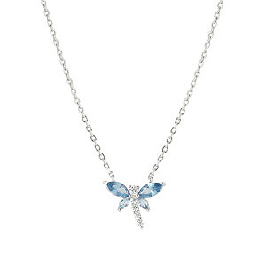Shine Me Up Halskette, Libelle, CZ weiss / hellblau, 44 cm