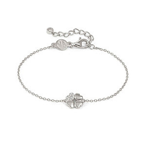 Petit Sparkle Bracciale, Quadrifoglio, CZ bianco, 19 cm