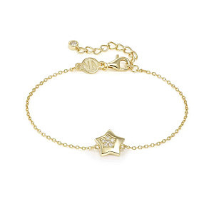 Petit Sparkle Bracelet, Étoile, ZC blanc, 19 cm, plaqué or