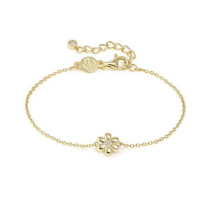 Petit Sparkle Bracelet, Fleur, ZC blanc, 19 cm, plaqué or