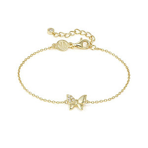 Petit Sparkle Bracelet, Papillon, ZC blanc, 19 cm, plaqué or