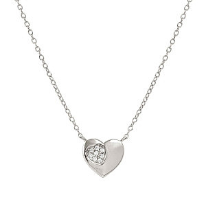 Petit Sparkle Collier, Cœur, ZC blanc, 44 cm