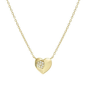 Petit Sparkle Collana, Cuore, CZ bianco, 44 cm, placcato oro