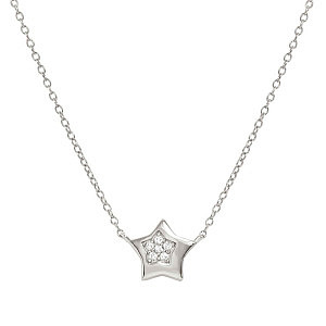 Petit Sparkle Halskette, Stern, CZ weiss, 44 cm