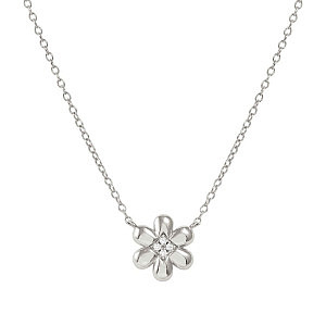 Petit Sparkle Collier, Fleur, ZC blanc, 44 cm