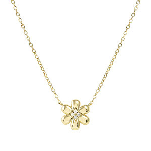 Petit Sparkle Collana, Fiore, CZ bianco, 44 cm, placcato oro