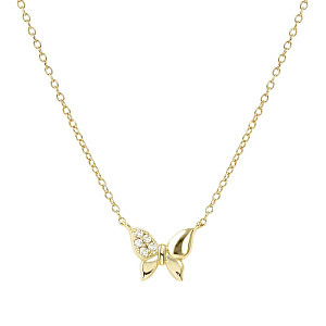 Petit Sparkle Collana, Farfalla, CZ bianco, 44 cm, placcato oro