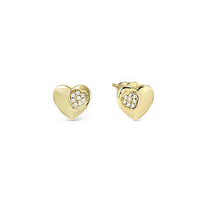 Petit Sparkle Orecchini, Cuore, CZ bianco, 0.8 x 0.7 cm, placcato oro