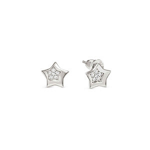 Petit Sparkle Ohrringe, Stern, CZ weiss, 0.85 x 0.85 cm