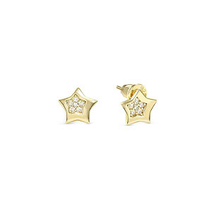 Petit Sparkle Boucles d'oreilles, Étoile, ZC blanc, 0.85 x 0.85 cm, plaqué or
