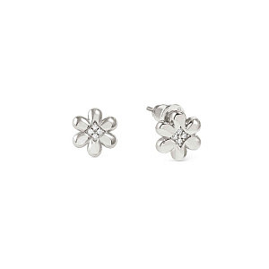 Petit Sparkle Ohrringe, Blume, CZ weiss, 0.75 x 0.75 cm