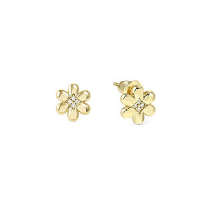 Petit Sparkle Boucles d'oreilles, Fleur, ZC blanc, 0.75 x 0.75 cm, plaqué or