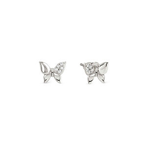 Petit Sparkle Orecchini, Farfalla, CZ bianco, 0.7 x 0.6 cm