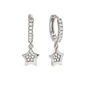 Petit Sparkle Boucle d'oreilles pendantes, Étoile, ZC blanc, 1.2 cm