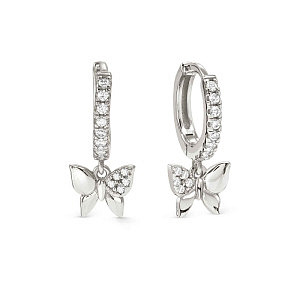 Petit Sparkle Boucle d'oreilles pendantes, Papillon, ZC blanc, 1.2 cm