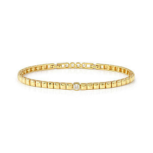Enigmatic Shine Bracciale, CZ bianco, 20.5 cm, placcato oro