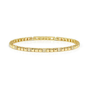 Enigmatic Shine Bracelet, Pavé blanc, 21 cm, plaqué or