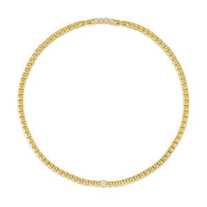 Enigmatic Shine Collana, CZ bianco, 45 cm, placcato oro