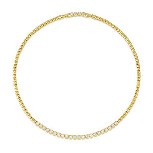 Enigmatic Shine Collana, CZ bianco, ricco, 45 cm, placcato oro