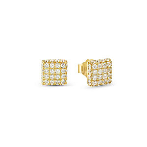 Enigmatic Shine Orecchini, Pavé bianchi, 0.8 x 0.8 cm, placcato oro