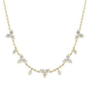 Life Bouquet Collier, Trinity, ZC blanc, 44 cm, plaqué or