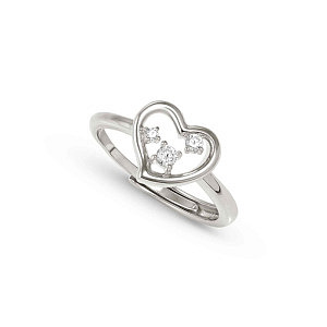 Dreams Beats Anello, Cuore, CZ bianco, One Size: 11 - 17