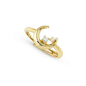 Dreams Beats Bague, Lune, ZC blanc, One Size: 11 - 17, plaqué or