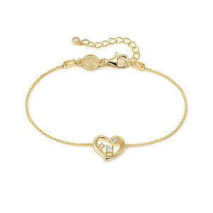 Dreams Beats Bracelet, Cœur, ZC blanc, 18 cm, plaqué or