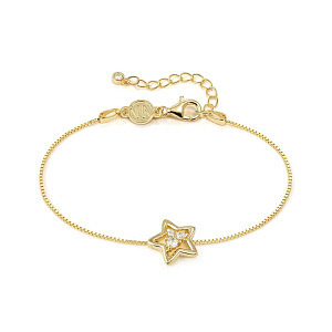 Dreams Beats Bracelet, Étoile, ZC blanc, 18 cm, plaqué or