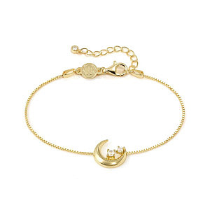 Dreams Beats Bracelet, Lune, ZC blanc, 18 cm, plaqué or