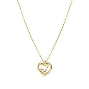Dreams Beats Collana, Cuore, CZ bianco, 44 cm, placcato oro