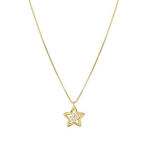 Dreams Beats Collier, Étoile, ZC blanc, 44 cm, plaqué or