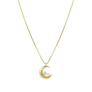Dreams Beats Collier, Lune, ZC blanc, 44 cm, plaqué or