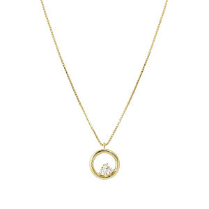 Dreams Beats Collana, Cerchio, CZ bianco, 44 cm, placcato oro