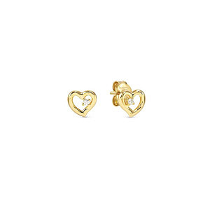 Dreams Beats Orecchini, Cuore, CZ bianco, 0.7 x 0.62 cm, placcato oro