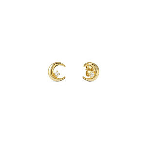 Dreams Beats Orecchini, Luna, CZ bianco, 0.6 x 0.6 cm, placcato oro
