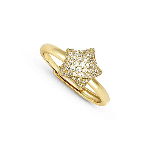Lifepoetry Ring, Stern, Pavé weiss, One Size: 11 - 17, vergoldet