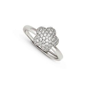 Lifepoetry Bague, Fleur, Pavé blanc, One Size: 11 - 17