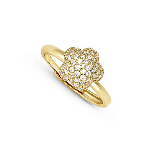 Lifepoetry Bague, Fleur, Pavé blanc, One Size: 11 - 17, plaqué or