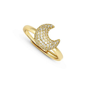 Lifepoetry Ring, Mond, Pavé weiss, One Size: 11 - 17, vergoldet