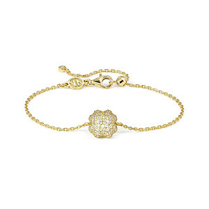 Lifepoetry Armband, Kleeblatt, Pavé weiss, 19 cm, vergoldet