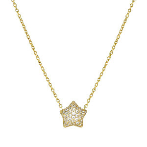 Lifepoetry Collier, Étoile, Pavé blanc, 49 cm, plaqué or
