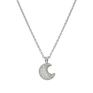 Lifepoetry Collana, Luna, Pavé bianchi, 49 cm